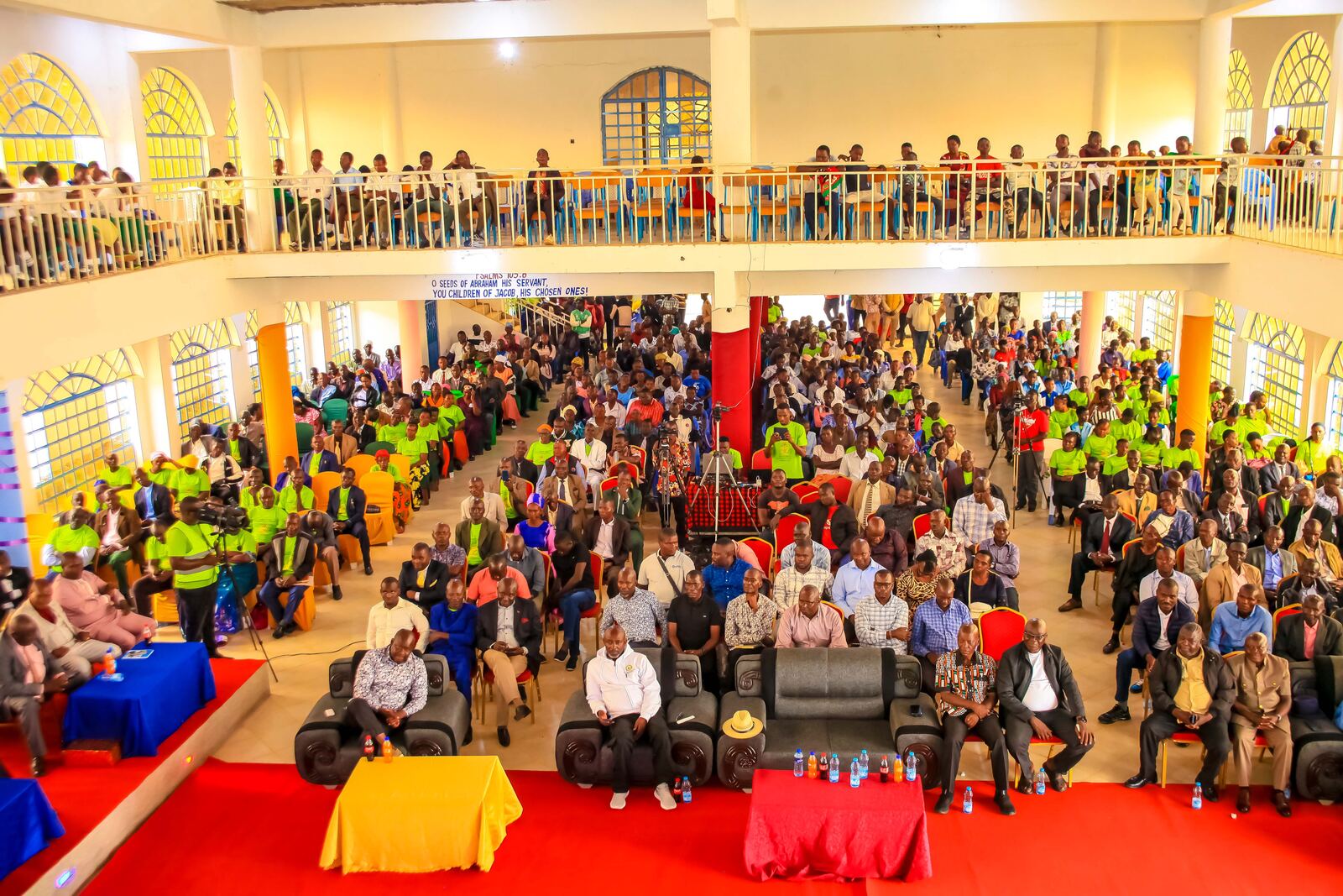 Wide view of a church gathering