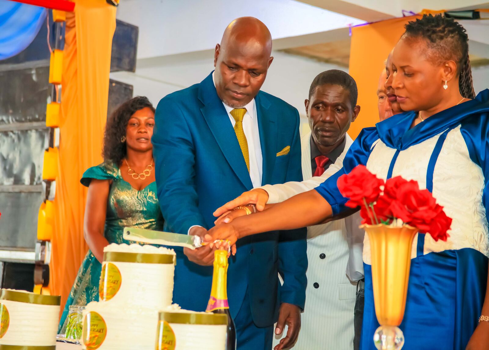 Church members sharing a celebration moment
