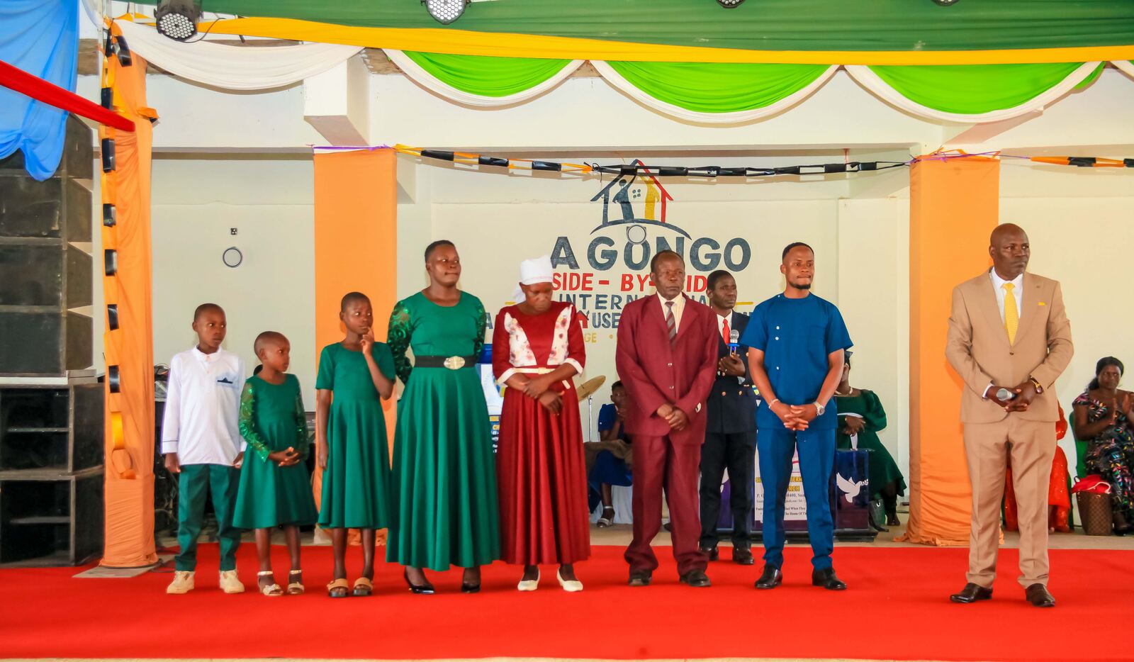 Worship team gathered on the church platform