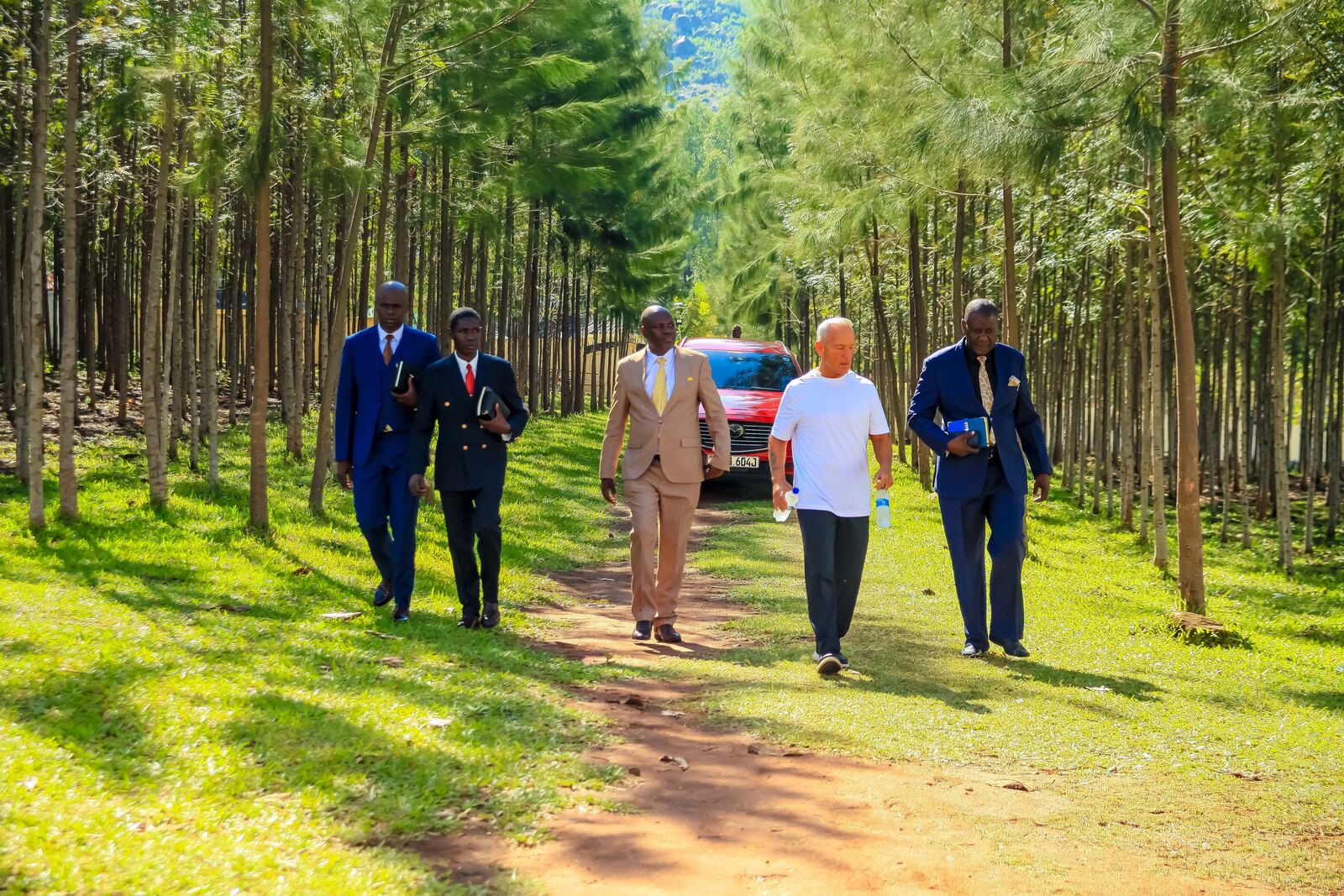 Group walking together outdoors