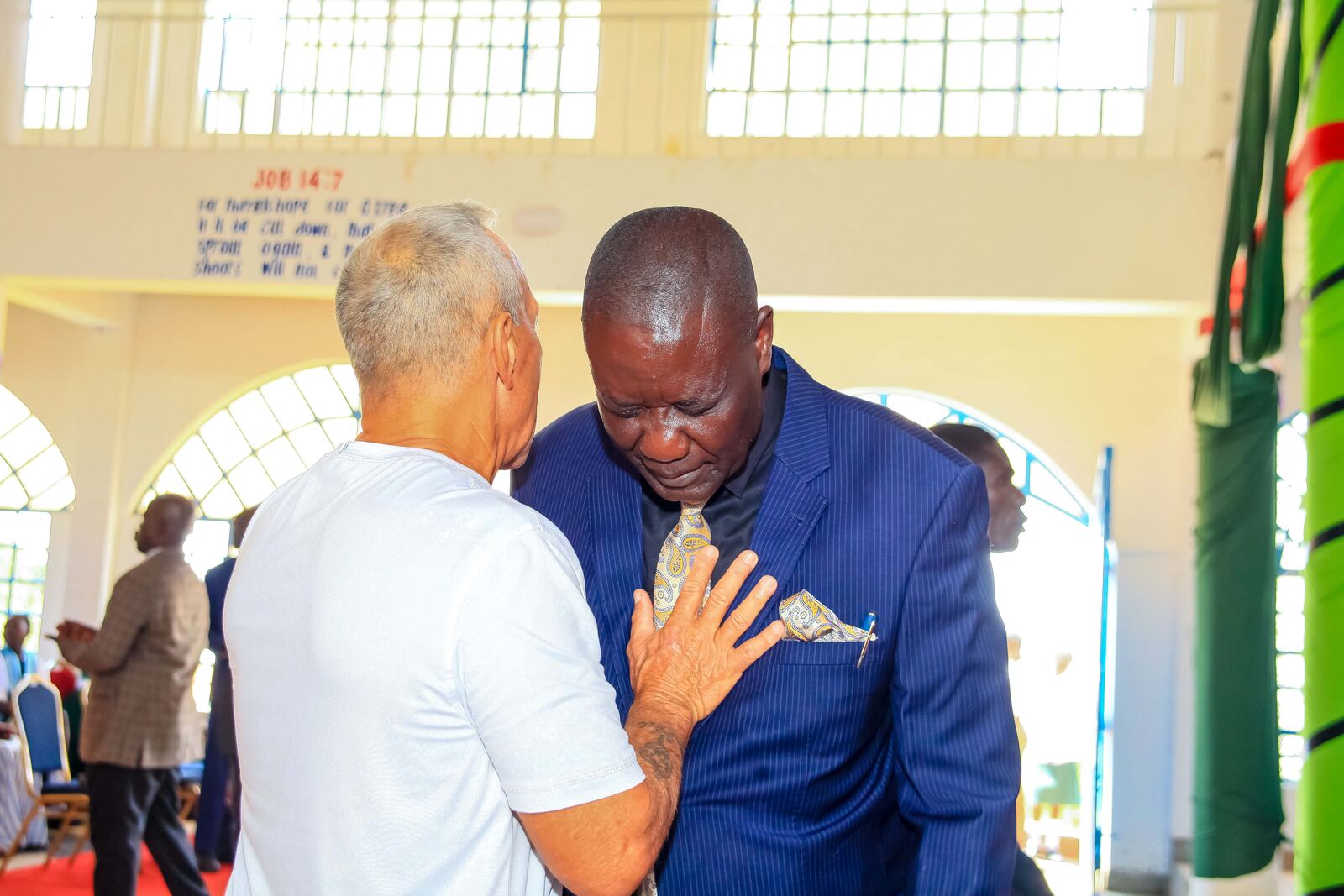 Prayer and ministry during a church gathering
