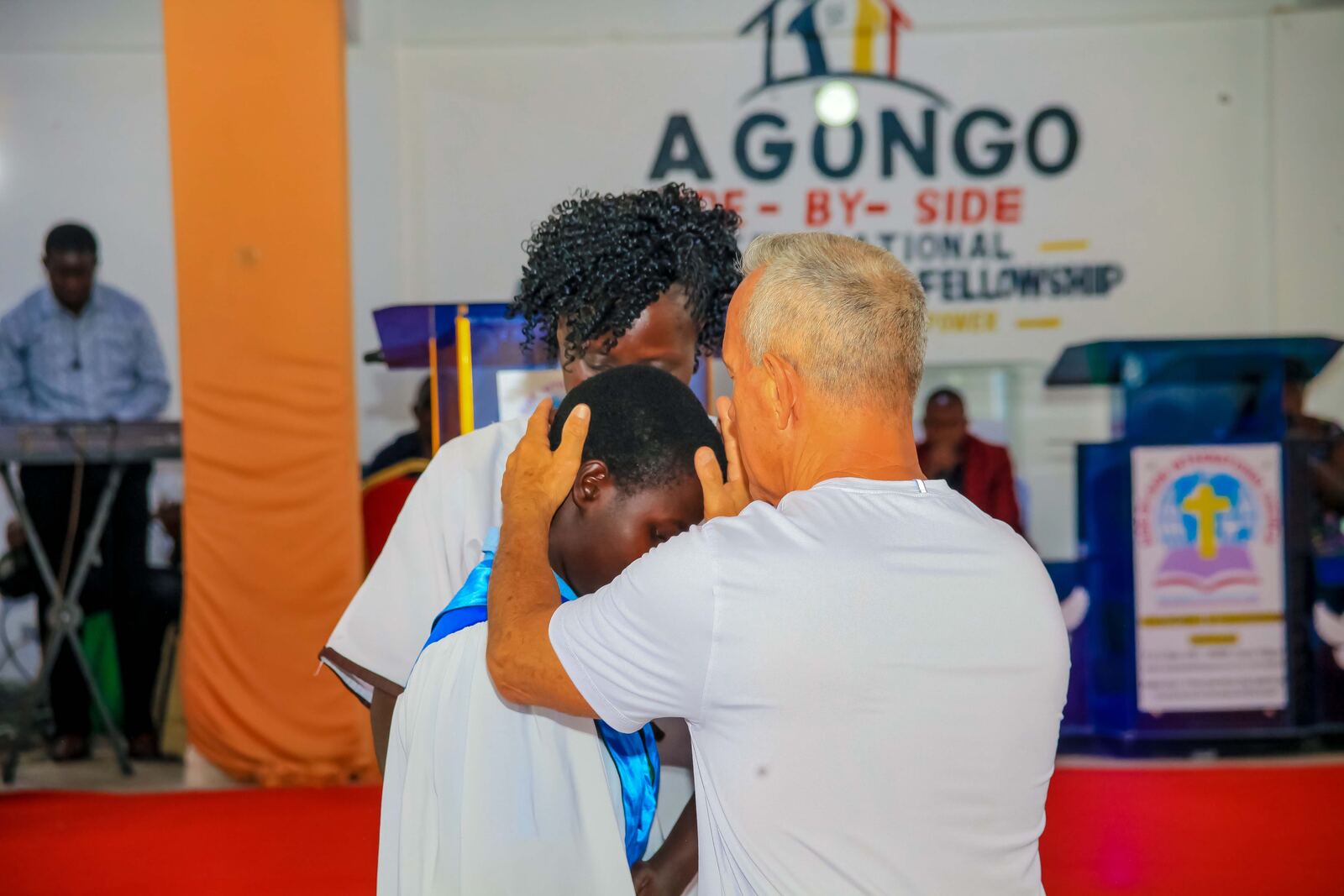 Church service with speaker and congregation