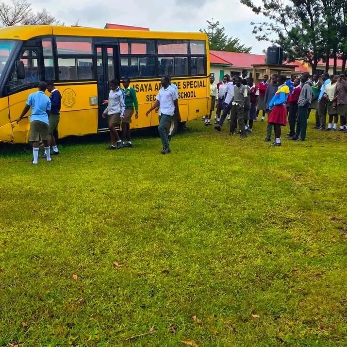 Isaya Amonde Senior Secondary School bus with students